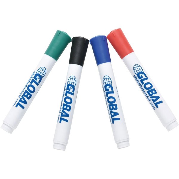 Global Industrial Dry Erase Marker, Set of 4 Green, Black, Blue, Red 695527